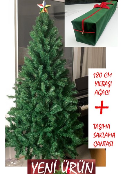 Yılbaşı Çam Ağacı 180 cm Taşıma Saklama Çantalı 580 Dal Demir Ayaklı