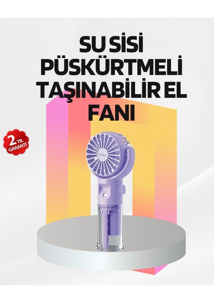 Şarjlı Su Buharlı El Vantilatörü – Taşınabilir Serinletici Fan