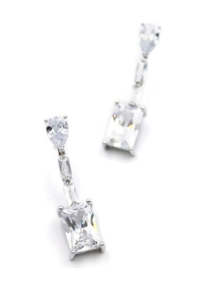 Zirkon Taşlı Küpe - Gümüş