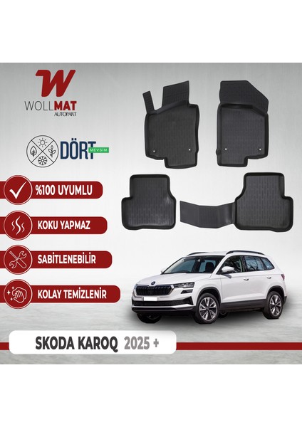 Skoda Karoq Paspas 2018 Sonrası Uyumlu 3D Havuzlu Paspas Seti