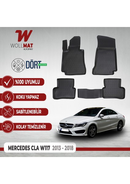 Mercedes Cla Paspas 2013 2018 Arası 3D Havuzlu Paspas Seti