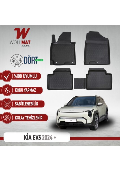Kia Ev3 Paspas 2024 Sonrası Uyumlu 3D Havuzlu Paspas Seti
