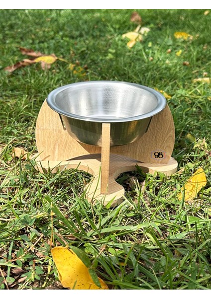 Ahşap ve Metal Karışımlı, Geniş ve Şık Mama Kabı, 15X15CM, 9cm Yükseklik fiyatları