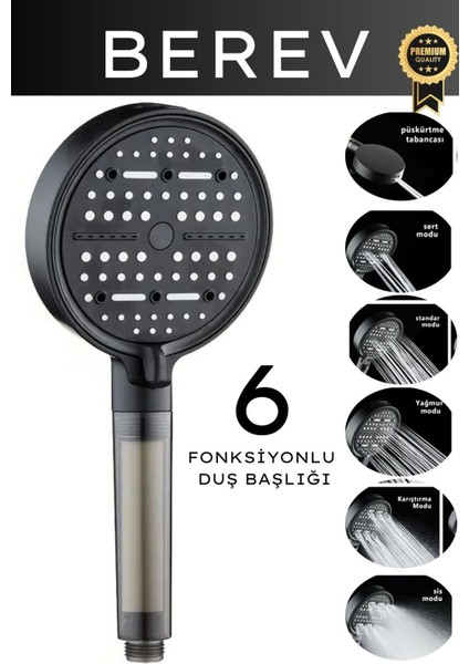 6 Fonksiyonlu Filtreli Duş Başlığı 3 Adet Yedek Filtre Su Tasarruflu Basınçlı Kireç Klor Önleyici fırsatları