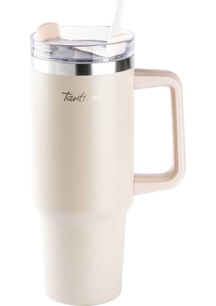 Move Açık Kahve Paslanmaz Çelik Pipetli Termos Bardak 1.2l