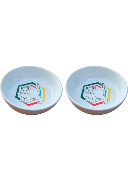 2'li 14 cm 250 ml Yıkanabilir Seramik Mama ve Su Kabı, Şık ve Kullanışlı Set
