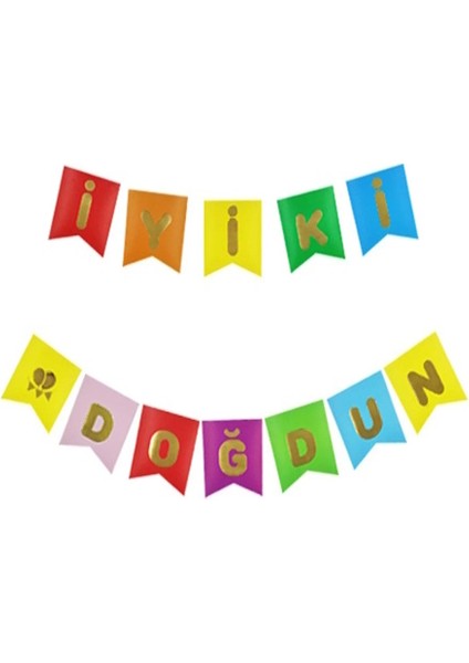 Iyi Ki Doğdun Banner Canlı Rengarenk Yazısı Altın Gold Karton Doğum Günü Yazısı Flama fiyatları