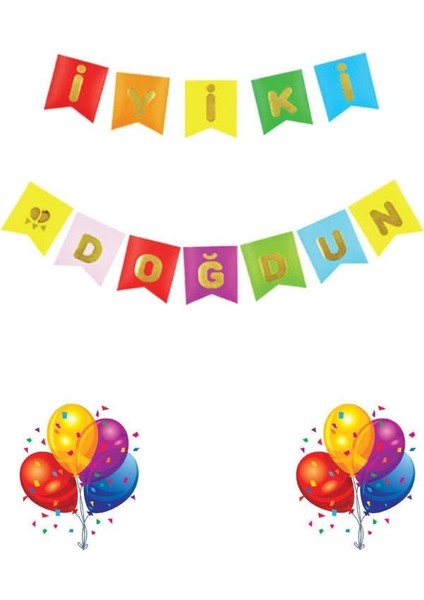 Iyi Ki Doğdun Banner Canlı Rengarenk Yazısı Altın Gold Karton Doğum Günü Yazısı Flama modelleri