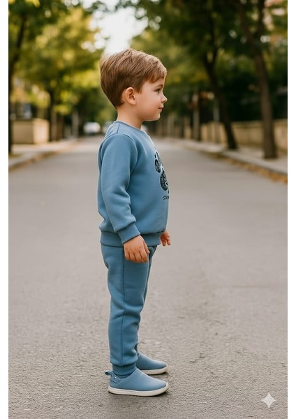 Erkek Çocuk Üç Iplik Içi Şardonlu Alt Üst Takım Uzun Kollu Sweat ve Lastikli Paça Pantolon fiyatları