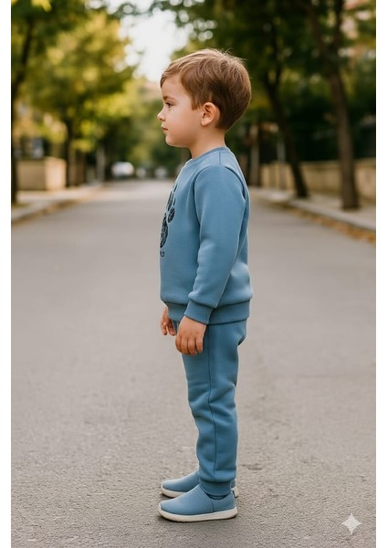 Erkek Çocuk Üç Iplik Içi Şardonlu Alt Üst Takım Uzun Kollu Sweat ve Lastikli Paça Pantolon modelleri