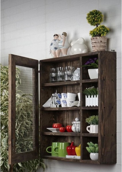 Ahşap Raflı Tel Dolap, Baharatlık Rafı, Çok Amaçlı Mutfak Dolabı fiyatları