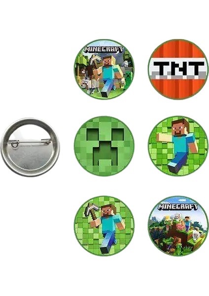 P.Lisanslı Yaka çanta rozeti MİNECRAFT 6LI