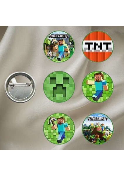 P.Lisanslı Yaka çanta rozeti MİNECRAFT 6LI modelleri