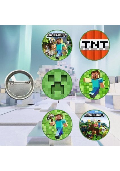 P.Lisanslı Yaka çanta rozeti MİNECRAFT 6LI indirimleri