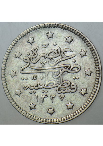 V. Mehmed Reşad Gümüş 2 Kuruş 1327/2 Kostantiniyye Darbı. Osmanlı Imparatorluğu modelleri