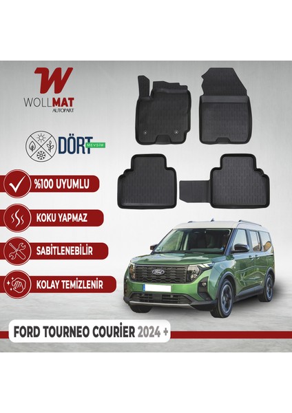 Ford Tourneo Courier Paspas 2024 Sonrası Uyumlu 3D Havuzlu Paspas Seti