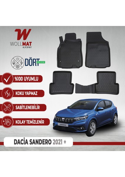 Dacia Sandero Stepway Paspas 2021 Sonrası 3D Havuzlu Paspas Seti Uyumlu