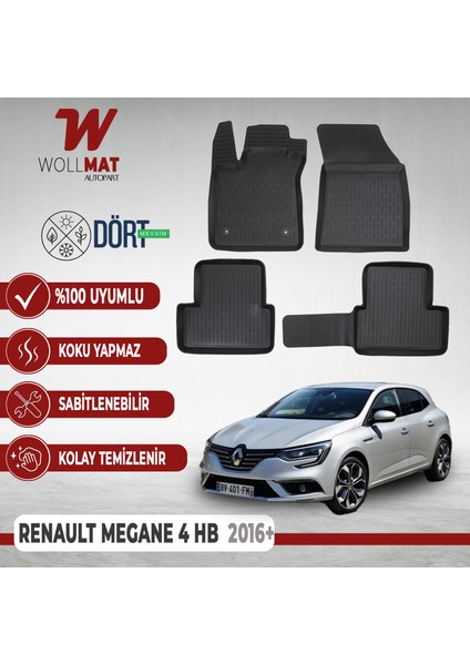 Renault Megane 4 Hatchback Uyumlu Paspas 2016 Sonrası 3D Havuzlu Paspas Seti