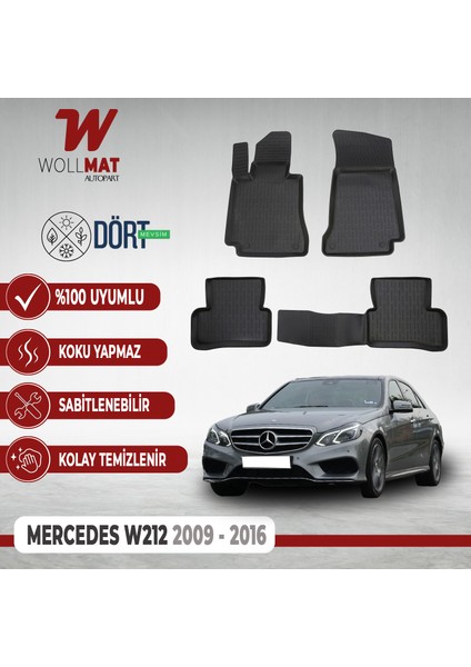 Mercedes E Serisi W212 Paspas 2009 2016 Arası 3D Havuzlu Paspas Seti