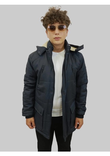 Erkek Çıkma Kapüşonlu Içi Kürklü Kanvas Antrasit Parka Kaban fiyatları