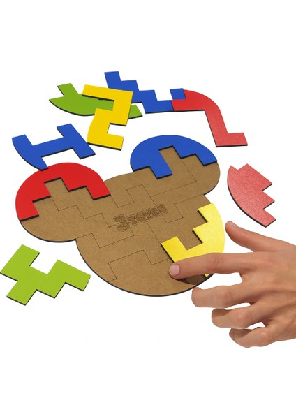 Ahşap Eğitici Puzzle – Renkli Geometrik Şekiller | El-Göz Koordinasyonu, Ince Motor Gelişimi, Eğitici ve Eğlenceli Montessori Oyuncak (3+ Yaş)