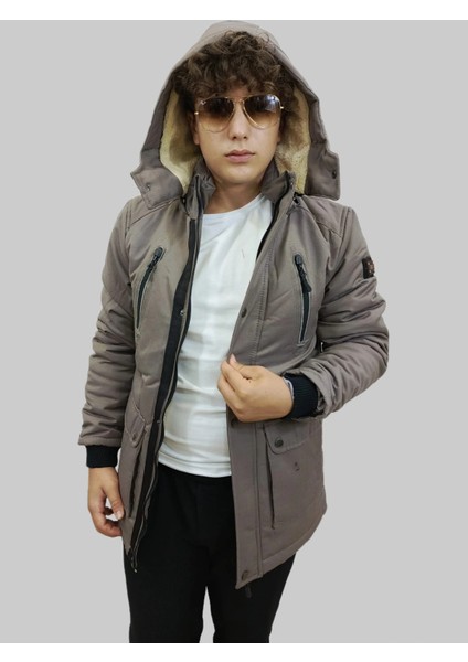 Erkek Kışlık Çıkma Kapüşonlu Vizon Kaban Parka fırsatları