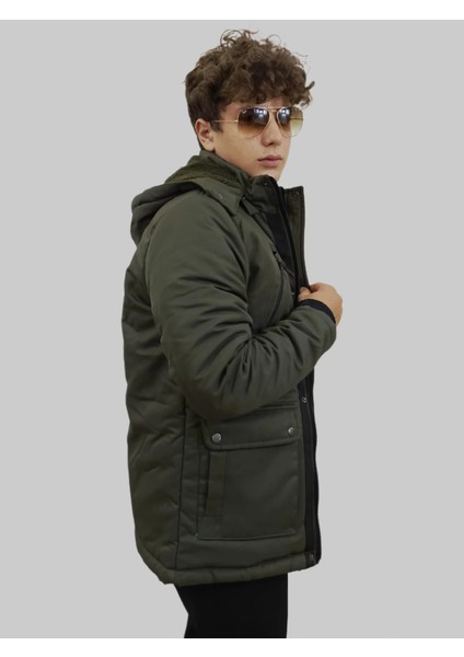 Erkek Kışlık Çıkma Kapüşonlu Haki Kaban Parka fiyatları