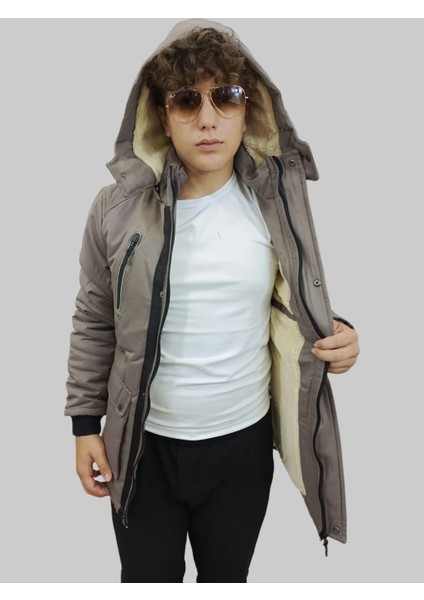 Erkek Kışlık Çıkma Kapüşonlu Haki Kaban Parka indirimleri