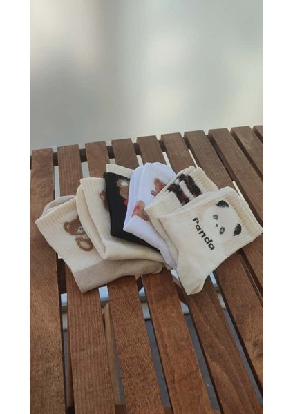 6'lı Paket Renkli Desenli Panda&ayıcık Tenis Kadın Çorap Set fırsatları