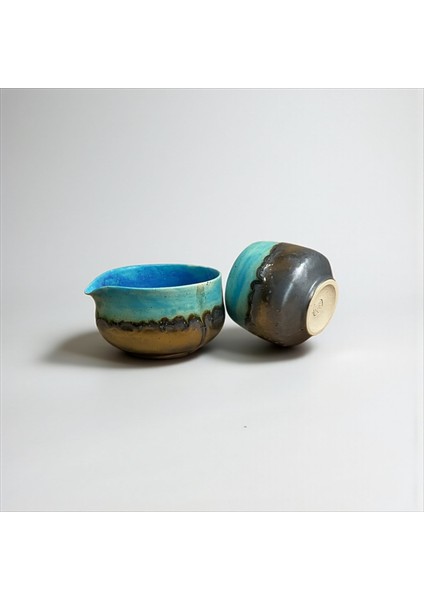 El Yapımı Seramik Matcha Kasesi Chawan ve Bardağı Yunomi