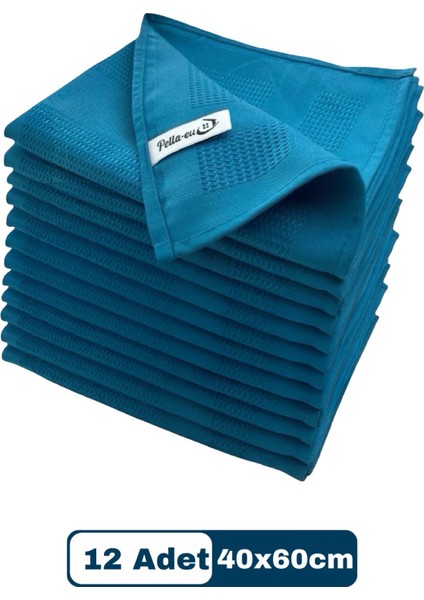 Mikrofiber Cam Bezi Genel Temizlik Bezi Mutfak Banyo Yüzey 12 Adet Mavi 40X60CM