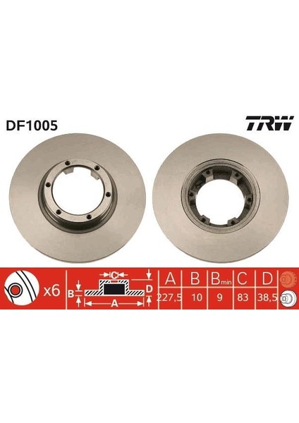DF1005 - Ön Fren Aynası R12 -Toros R5 75/85 228×10X6DL