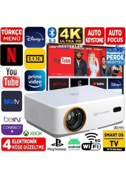 Leisure L570B 200 Lümen Full Hd Wi-Fi Android LED Projeksiyon Cihazı