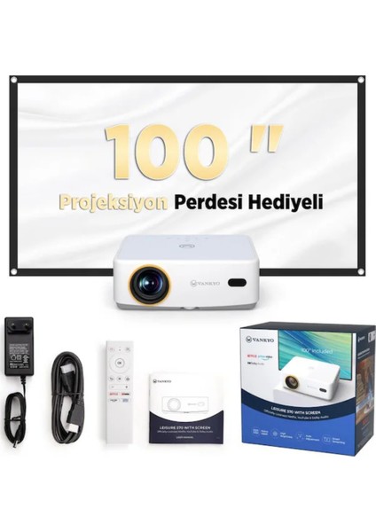Leisure L570B 200 Lümen Full Hd Wi-Fi Android LED Projeksiyon Cihazı
