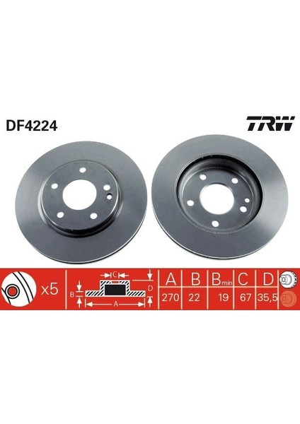 DF4224 - Fren Dıskı On Mercedes Vaneo W414 02 05