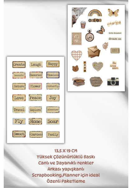 3'lü Vintage Sticker Planner Ajanda Bullet Journal Için Uygun Set fiyatları
