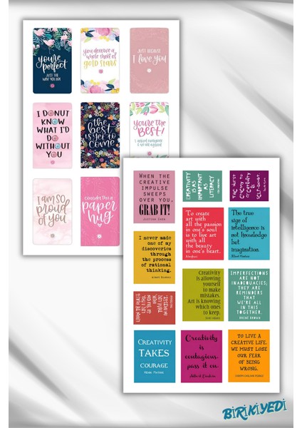 2'li Motto /motivasyon Temalı Ajanda Laptop Tablet Telefon Sticker Seti