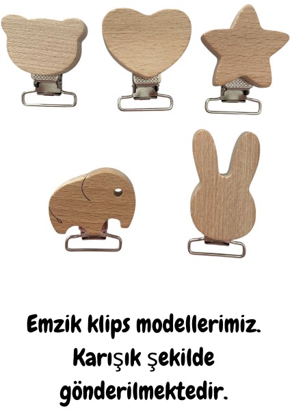 , 2'li Ahşap Klipsi Bebek Emzik Askısı , Bebek Emzik Tutacağı, Emzik Zinciri modelleri