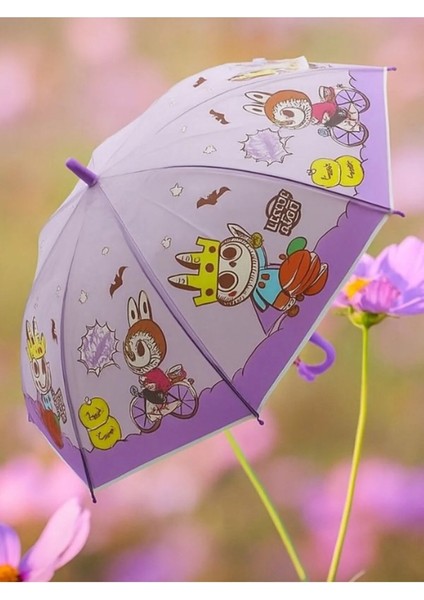 Düdüklü Labubu Kız Çocuk Şemsiye – Renkli, 8 Tellli, Dayanıklı