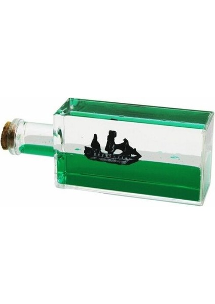 Yeşil Su ve Gemi Dekoratif Biblo Akvaryum 16.5x6.3x4.1 cm