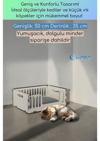 Dekoratif Ahşap Büyük Kedi ve Köpek Yatağı, Kahverengi, Dayanıklı ve Şık Tasarım fiyatları