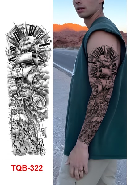 Sailor Kol Dövmesi Yazılı Kol Kaplama Geçici Dövme