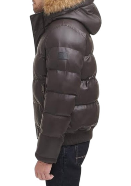 Hafif Kapitone Suni Deri Şişme Puffer Erkek Mont fırsatları