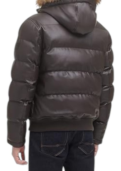 Hafif Kapitone Suni Deri Şişme Puffer Erkek Mont indirimleri