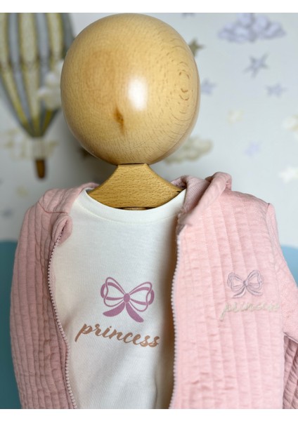 Princess Nakışlı Hırkalı 3lü Pembe Takım Kız Bebek modelleri