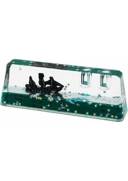 Yeşil Yıldızlı Gemi Dekoratif Akvaryum Biblo Kalemlik 14.6x5.2x3.7x2.2 cm