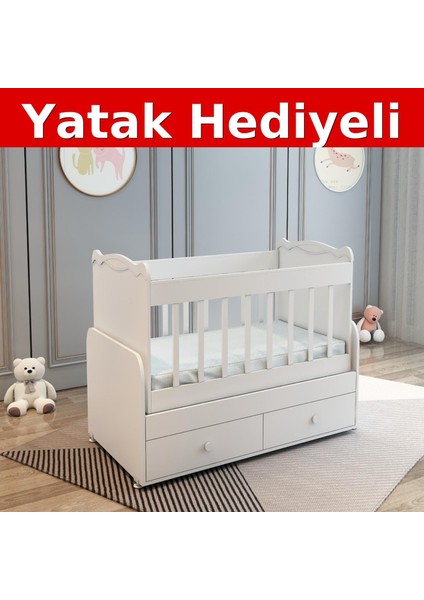SOFT YATAK HEDİYELİ ANNEYANI SALLANIR İKİ ÇEKMECELİ 60*120 BEŞİK