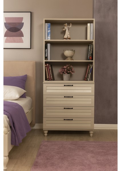 Pera MDF Çekmeceli Şifonyer ve Kitaplık Set | Uzun Ömürlü ve Yüksek Kaliteli Set