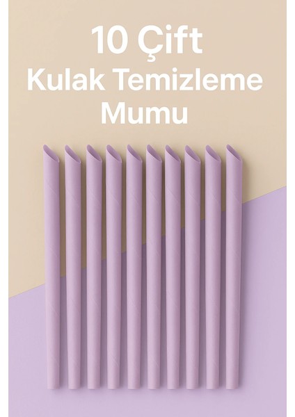 10 Çift Lila Kulak Kiri Temizleme Mumu – Doğal Aromaterapi Kokulu 20 Adet