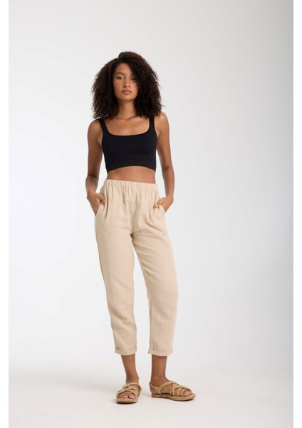 Çift Katlı Müslin Düz Pantolon fiyatları